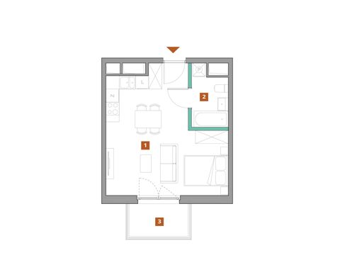 Plan 1 pok. 31m²