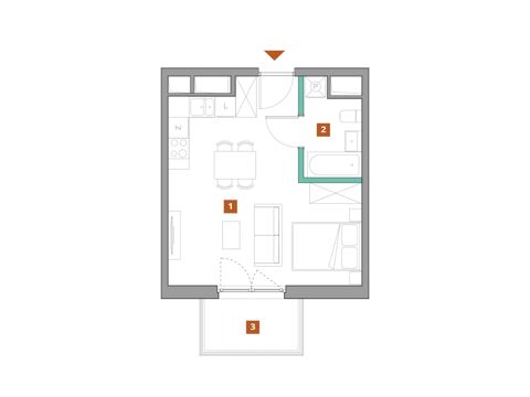 Plan 1 pok. 31m²