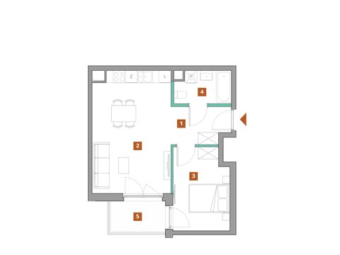 Plan 2 pok. 44m²