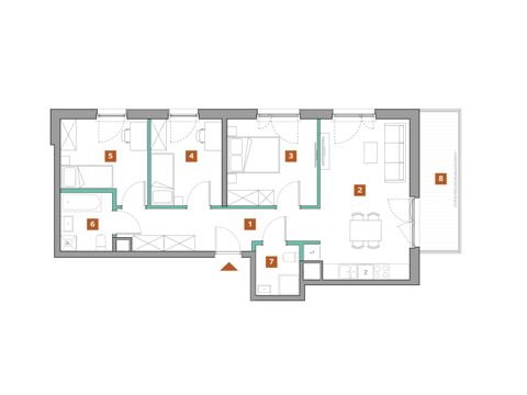 Plan 4 pok. 71m²