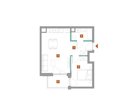 Plan 2 pok. 44m²
