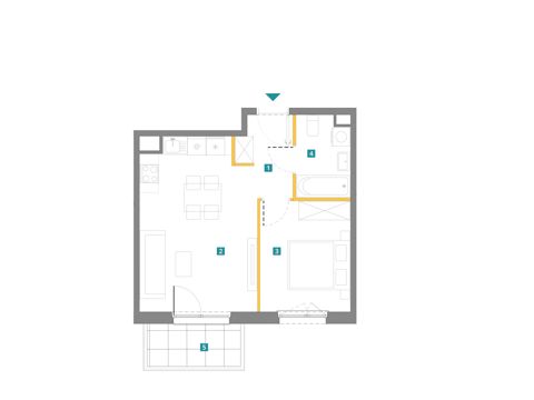 Plan 2 pok. 39m²