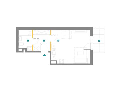 Plan 1 pok. 33m²