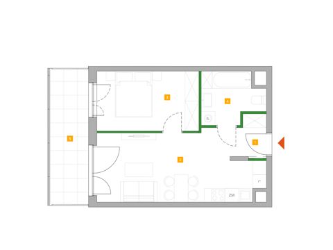 Plan 2 pok. 40m²
