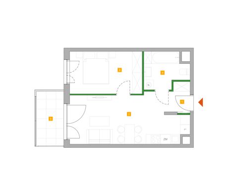 Plan 2 pok. 40m²