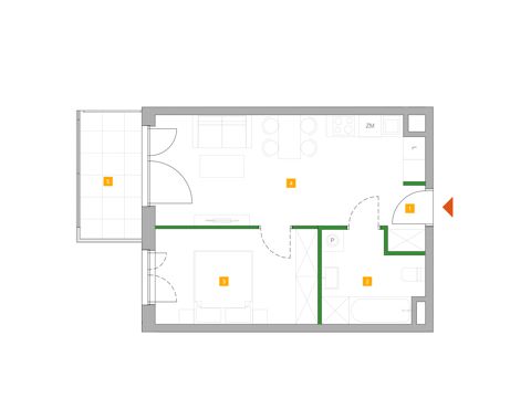 Plan 2 pok. 40m²