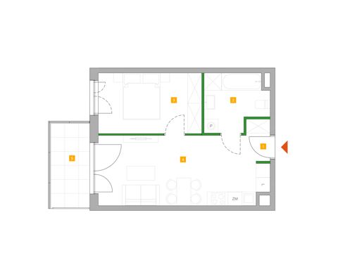 Plan 2 pok. 40m²