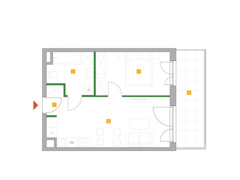 Plan 2 pok. 40m²