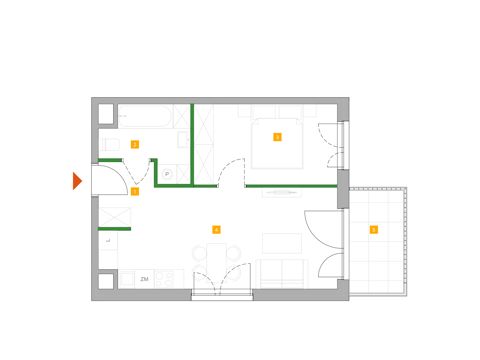 Plan 2 pok. 40m²
