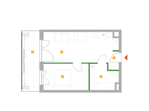 Plan 2 pok. 40m²