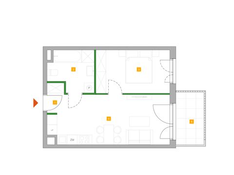 Plan 2 pok. 40m²