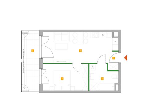 Plan 2 pok. 40m²