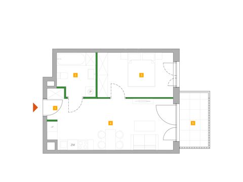 Plan 2 pok. 39m²
