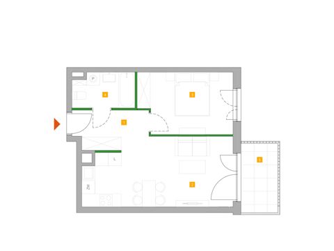 Plan 2 pok. 42m²