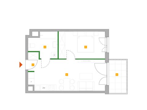 Plan 2 pok. 40m²