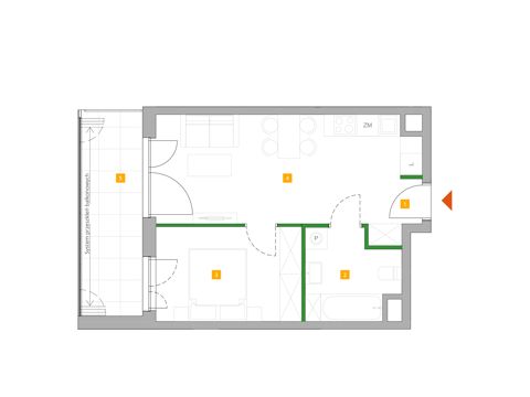 Plan 2 pok. 38m²