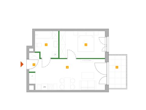 Plan 2 pok. 39m²