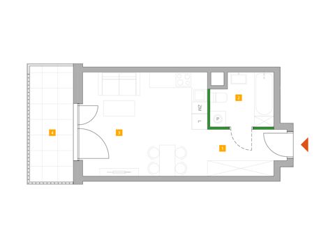 Plan 1 pok. 29m²