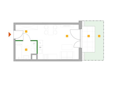 Plan 1 pok. 28m²