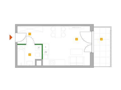 Plan 1 pok. 28m²