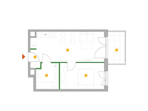 Plan 2 pok. 39m²
