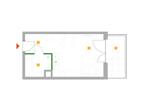 Plan 1 pok. 28m²