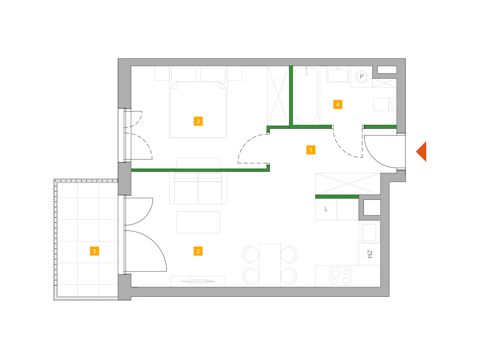 Plan 2 pok. 42m²