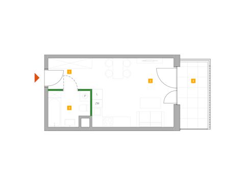 Plan 1 pok. 28m²
