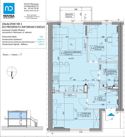 Plan 3 pok. 55m²