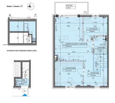 Plan 3 pok. 62m²