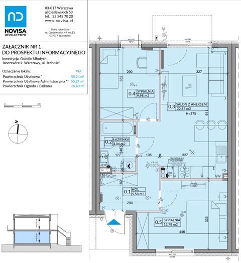 Plan 3 pok. 55m²
