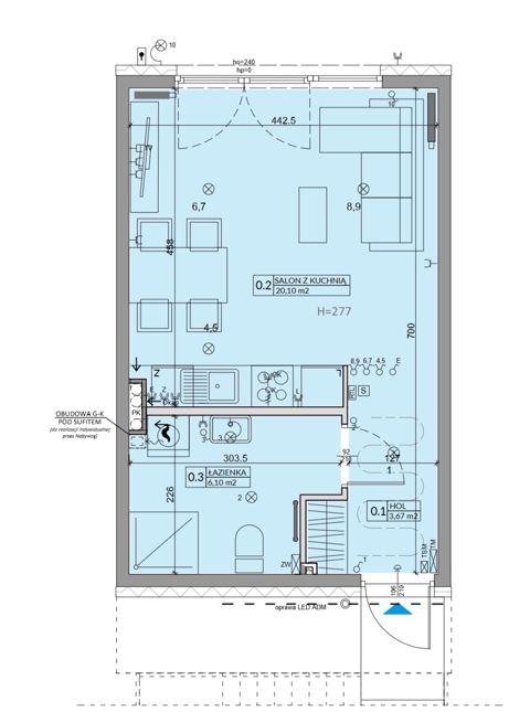 Plan 1 pok. 30m²