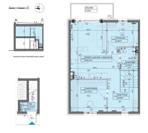 Plan 3 pok. 62m²