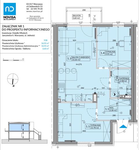 Plan 3 pok. 55m²