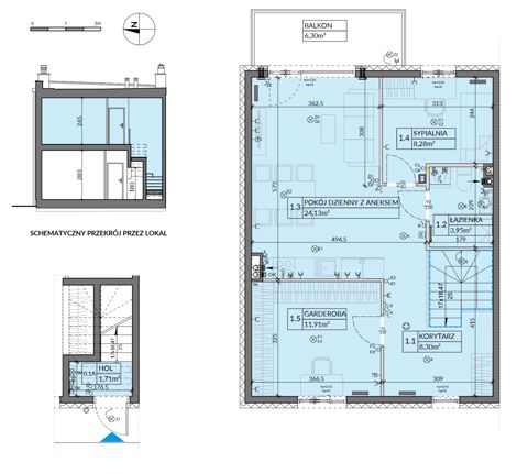 Plan 3 pok. 62m²