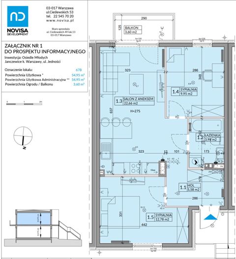 Plan 3 pok. 55m²