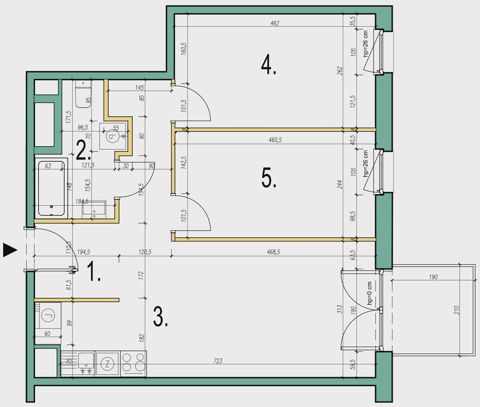 Plan 3 pok. 57m²