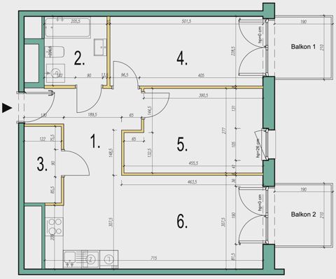 Plan 3 pok. 60m²