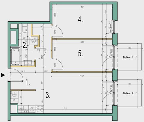 Plan 3 pok. 57m²
