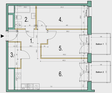 Plan 3 pok. 60m²