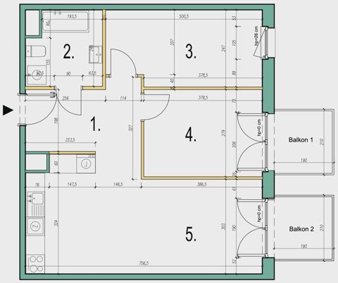 Plan 3 pok. 61m²