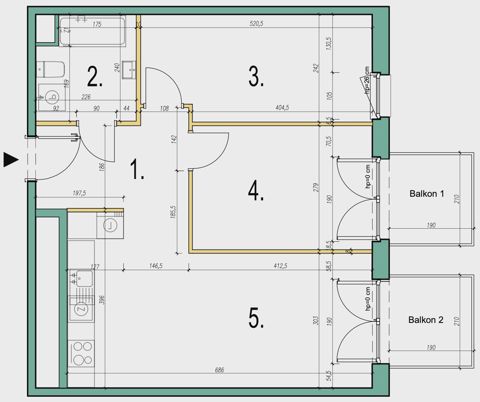 Plan 3 pok. 58m²