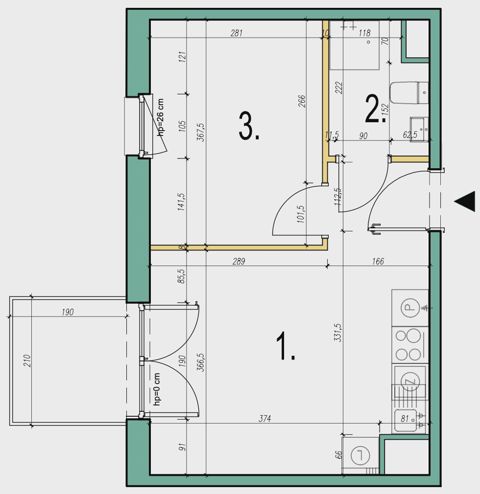 Plan 2 pok. 32m²