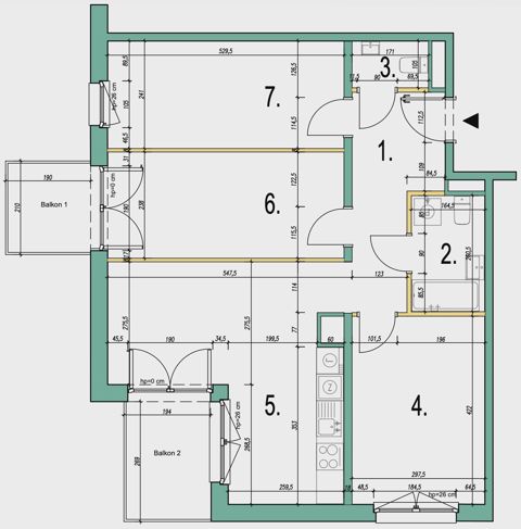Plan 4 pok. 73m²
