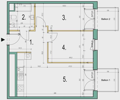 Plan 3 pok. 58m²