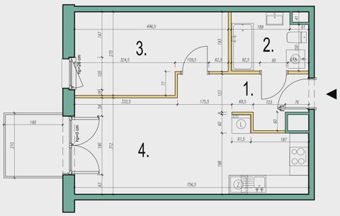 Plan 2 pok. 42m²