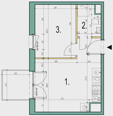 Plan 2 pok. 32m²