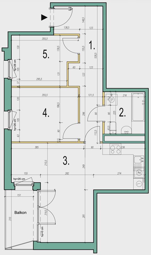 Plan 3 pok. 60m²