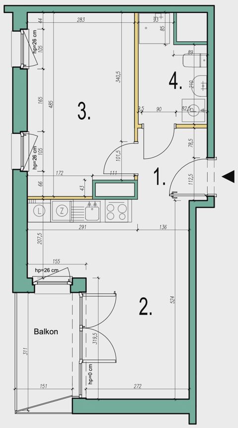Plan 2 pok. 38m²