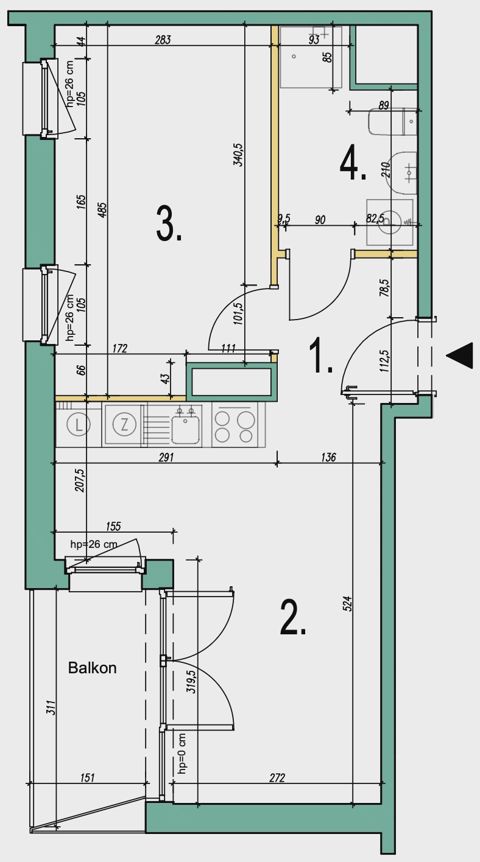 Plan 2 pok. 38m²